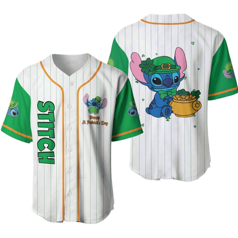 Stitch St. Patrick'S Day Baseball Jersey – Cute &amp; Festive Green Design