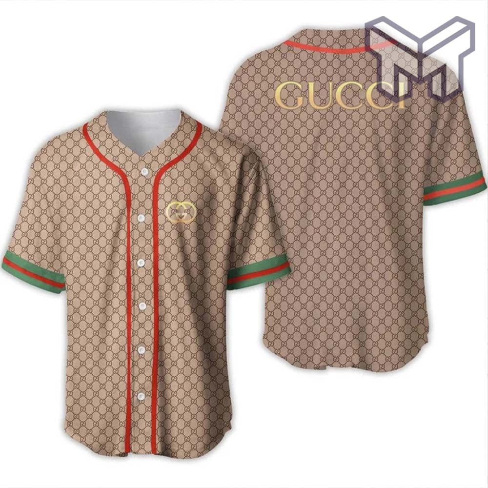 Gucci Brown Baseball Jersey Shirt Luxury Clothing Clothes Sport For Men Women Hot  Type01
