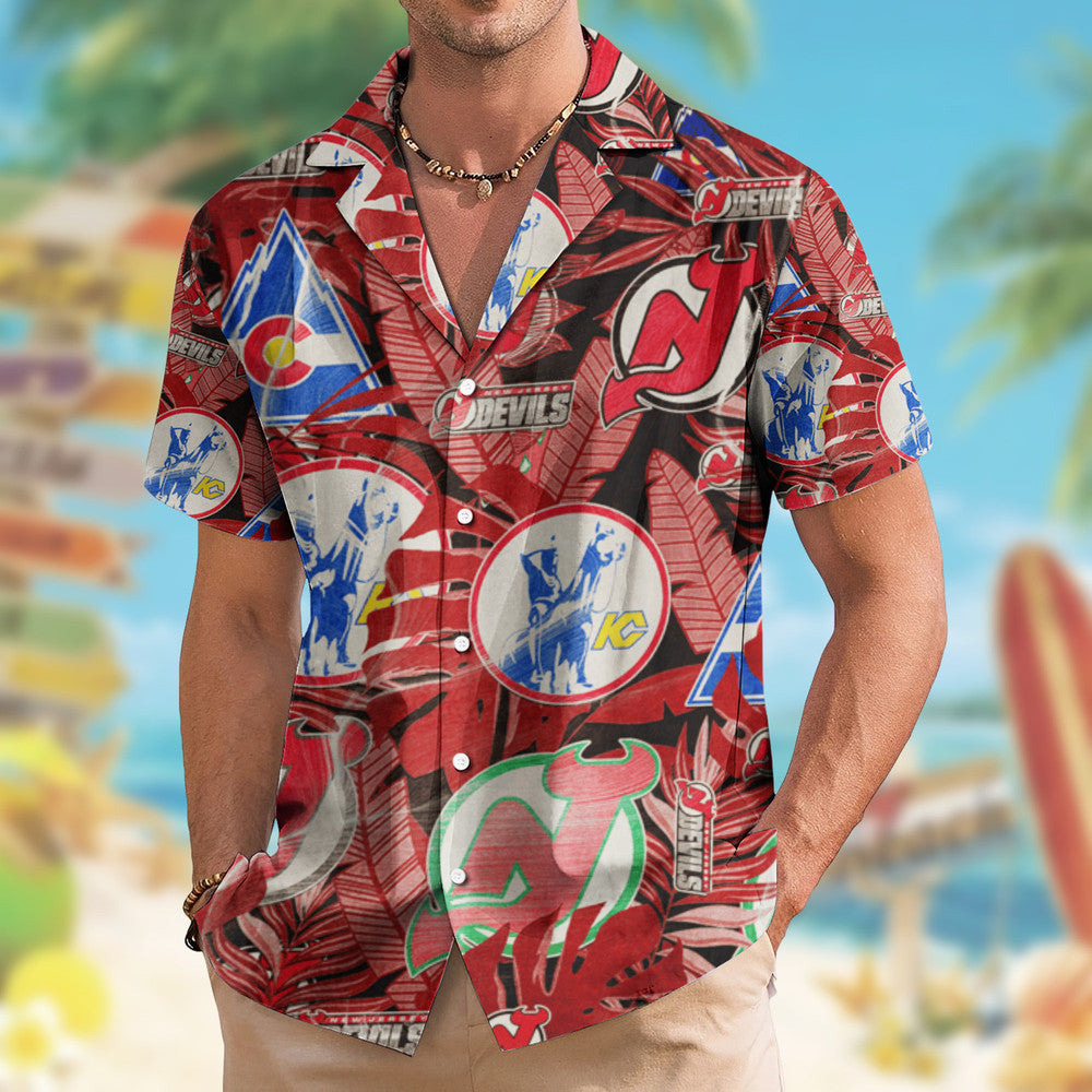 New Jersey Devils , Hawaiian Shirt Retro Logo Revolution Nhl 2024